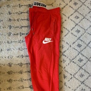 Red Nike Cropped Sweatpants